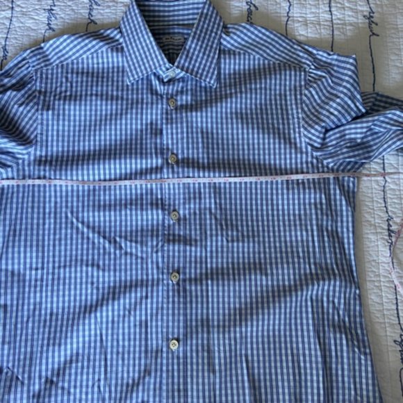 Kiton Men's Dress Shirt Blue Plaid Pattern in Size 17/43 EUC - Picture 10 of 16